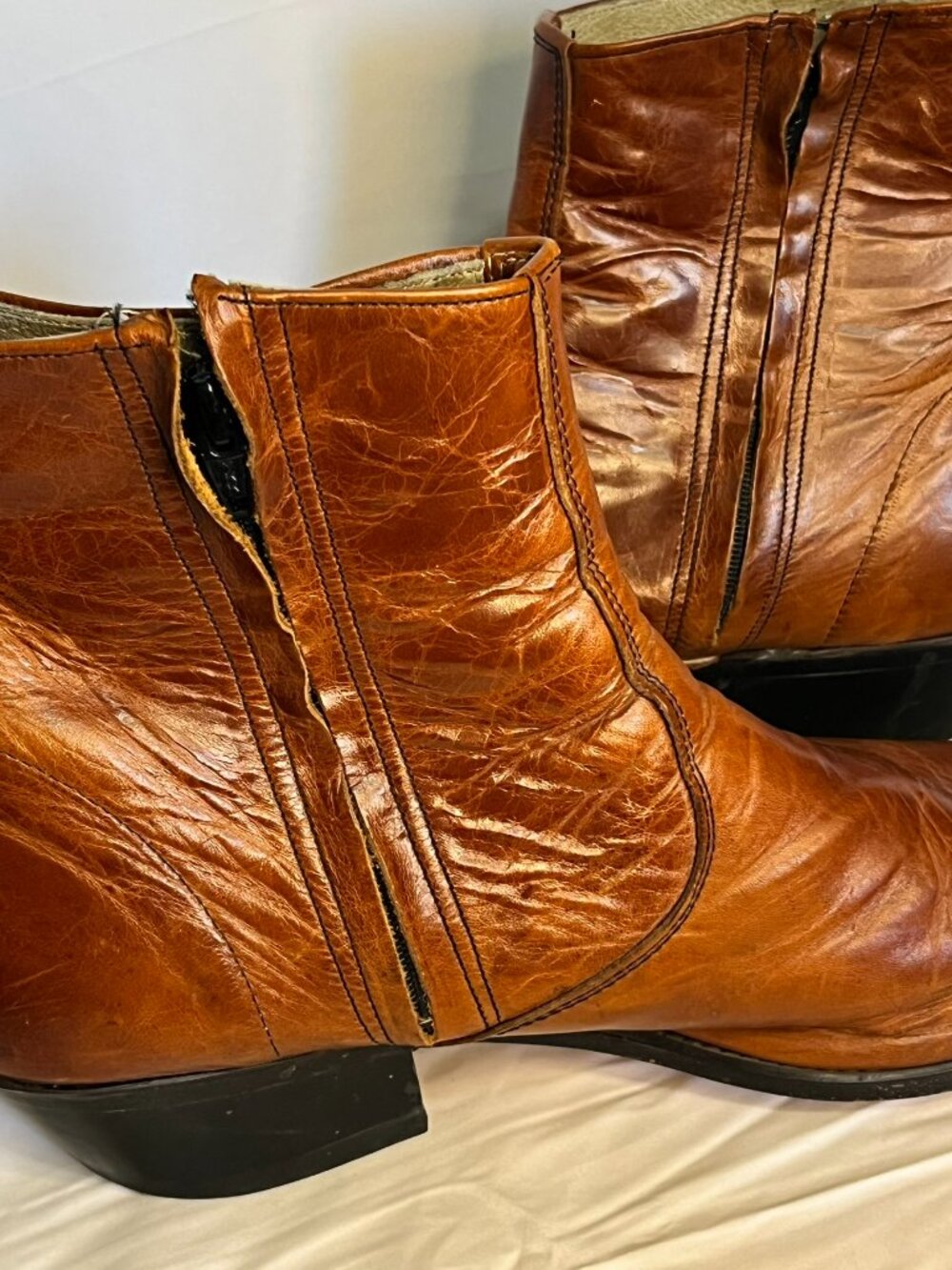 Vintage Laredo Men's Brown Leather Ankle Boots With Side Zip Size 13 - Picture 5 of 8